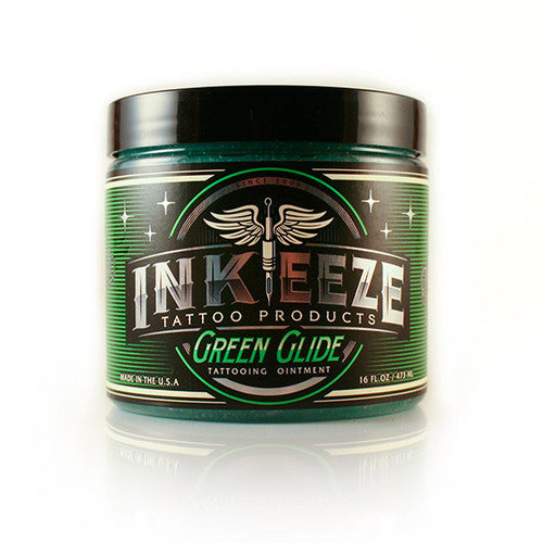 INK-EEZE GREEN GLIDE TATTOO OINTMENT -16OZ - GO TATTOO SUPPLY