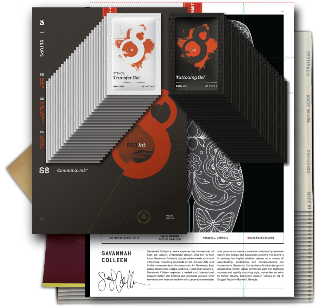 RED TATTOO STENCIL KIT LTD. EDITION - SAVANNAH COLLEEN - GO TATTOO SUPPLY