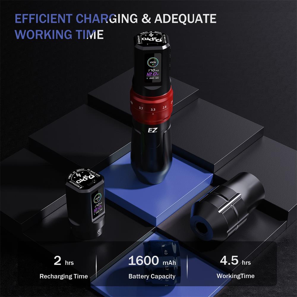 EZ P3 Pro Adjustable Stroke Wireless Tattoo Pen Advanced Bundle - EZ TATTOO SUPPLY